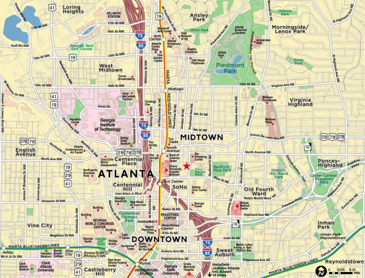 карта мідтаун Атланта