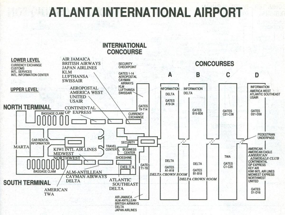 Атланта аеропорт термінал з карти